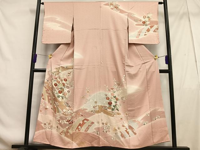 平和屋着物■訪問着 駒刺繍 草花文 暈し染め 金彩 正絹 逸品 AABF6207oa