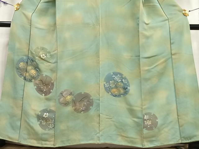 平和屋着物■訪問着 刺繍 草花丸文 暈し染め 金糸 正絹 逸品 AABF6210oa