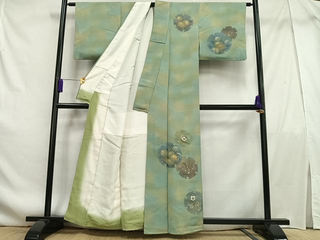 平和屋着物■訪問着 刺繍 草花丸文 暈し染め 金糸 正絹 逸品 AABF6210oa