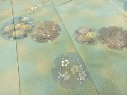 平和屋着物■訪問着 刺繍 草花丸文 暈し染め 金糸 正絹 逸品 AABF6210oa