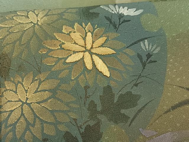 平和屋着物■訪問着 刺繍 草花丸文 暈し染め 金糸 正絹 逸品 AABF6210oa