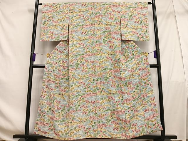平和屋着物■上質な小紋 ろうけつ染め 花蝶文 正絹 逸品 AABF6220oa
