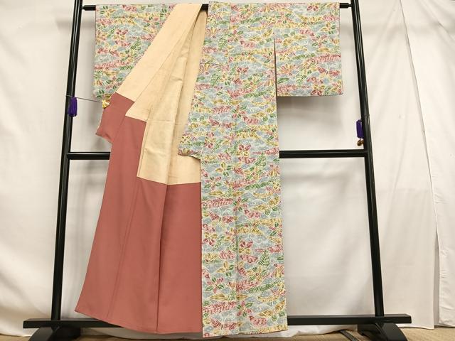 平和屋着物■上質な小紋 ろうけつ染め 花蝶文 正絹 逸品 AABF6220oa