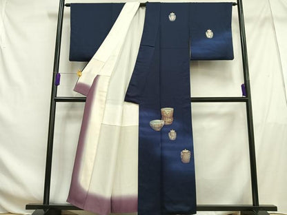 平和屋着物■訪問着 陶器文 暈し染め 正絹 逸品 AABF6226oa