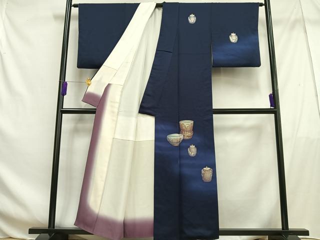 平和屋着物■訪問着 陶器文 暈し染め 正絹 逸品 AABF6226oa
