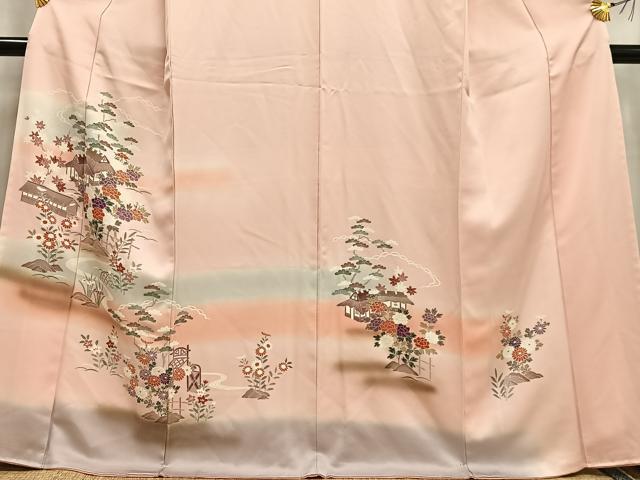 平和屋着物■訪問着 風景草花文 暈し染め 正絹 逸品 AABF6228oa