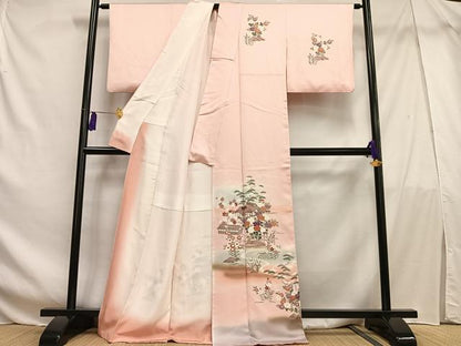 平和屋着物■訪問着 風景草花文 暈し染め 正絹 逸品 AABF6228oa