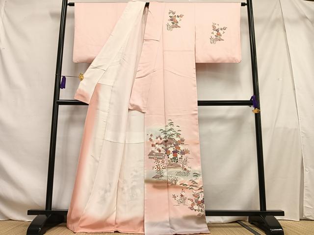平和屋着物■訪問着 風景草花文 暈し染め 正絹 逸品 AABF6228oa