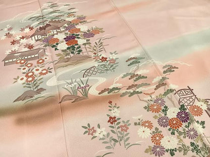 平和屋着物■訪問着 風景草花文 暈し染め 正絹 逸品 AABF6228oa
