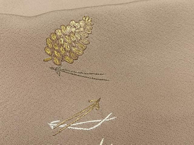 平和屋着物■豪華色留袖 総刺繍 松葉文 松ぼっくり 金銀糸 正絹 逸品 AABF6232oa
