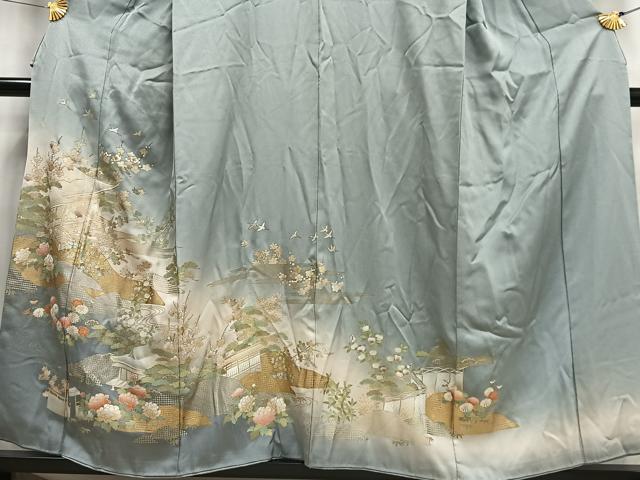 平和屋着物■豪華色留袖　風景花鳥文　暈し染め　金銀彩　正絹　逸品　AABF6241oa