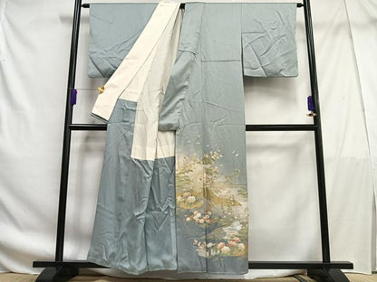 平和屋着物■豪華色留袖　風景花鳥文　暈し染め　金銀彩　正絹　逸品　AABF6241oa