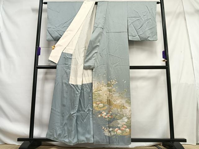 平和屋着物■豪華色留袖　風景花鳥文　暈し染め　金銀彩　正絹　逸品　AABF6241oa