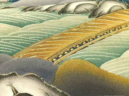 平和屋着物■豪華黒留袖 駒刺繍 渡橋文 暈し染め 金彩 正絹 逸品 AABF6248oa