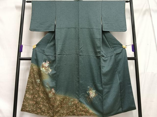平和屋着物■訪問着 刺繍 色紙草花文 暈し染め 金糸 金彩 正絹 逸品 AABF6249oa