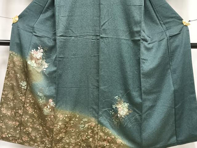 平和屋着物■訪問着 刺繍 色紙草花文 暈し染め 金糸 金彩 正絹 逸品 AABF6249oa