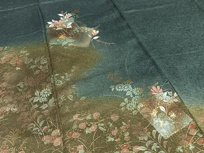 平和屋着物■訪問着 刺繍 色紙草花文 暈し染め 金糸 金彩 正絹 逸品 AABF6249oa