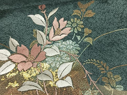 平和屋着物■訪問着 刺繍 色紙草花文 暈し染め 金糸 金彩 正絹 逸品 AABF6249oa