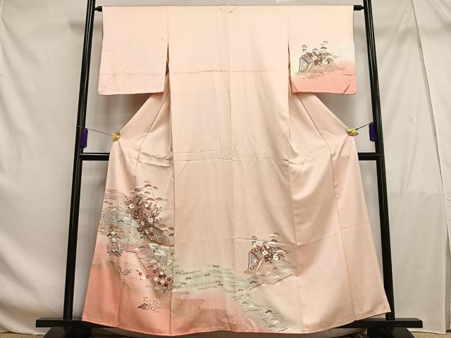 平和屋着物■訪問着 御所車花文 暈し染め 金銀彩 正絹 逸品 AABF6261oa