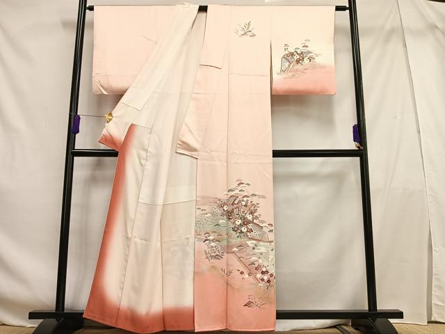 平和屋着物■訪問着 御所車花文 暈し染め 金銀彩 正絹 逸品 AABF6261oa