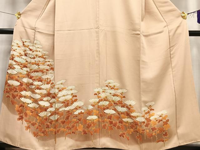平和屋着物■豪華色留袖　駒刺繍　枝花文　暈し染め　金彩　正絹　逸品　AABF6284oa