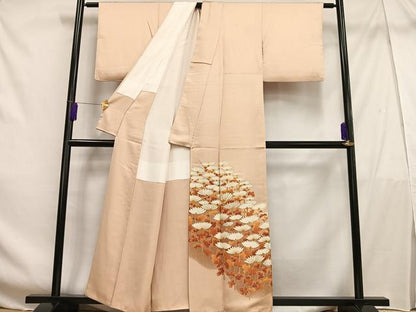 平和屋着物■豪華色留袖　駒刺繍　枝花文　暈し染め　金彩　正絹　逸品　AABF6284oa