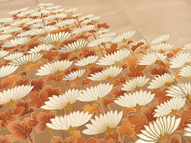 平和屋着物■豪華色留袖　駒刺繍　枝花文　暈し染め　金彩　正絹　逸品　AABF6284oa