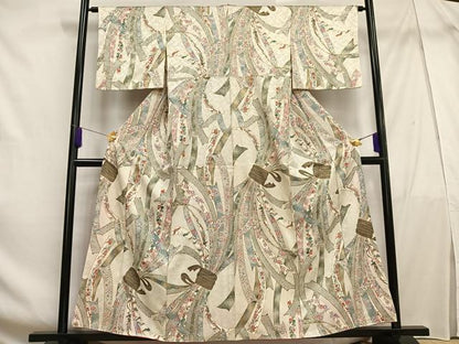 平和屋着物■上質な小紋 束ね熨斗花文 金彩 正絹 逸品 AABF6290oa