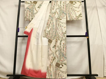 平和屋着物■上質な小紋 束ね熨斗花文 金彩 正絹 逸品 AABF6290oa