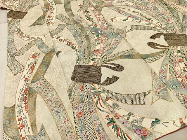 平和屋着物■上質な小紋 束ね熨斗花文 金彩 正絹 逸品 AABF6290oa