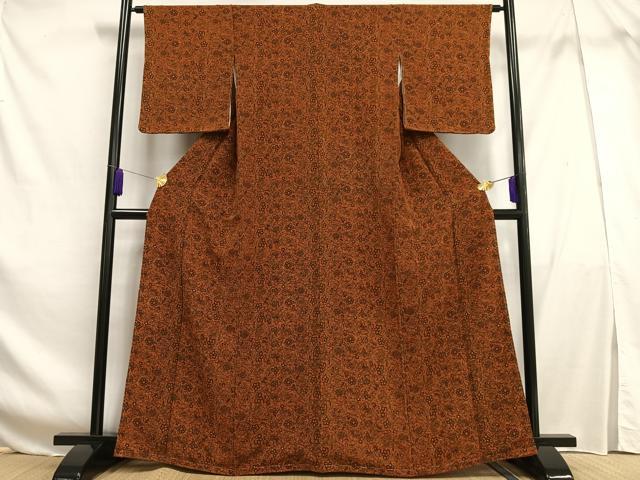 平和屋着物■上質な小紋 更紗花文 正絹 逸品 未使用 AABF6306oa
