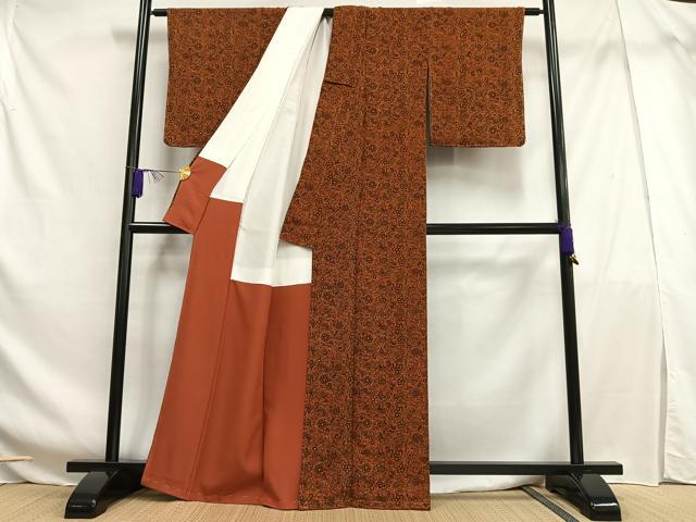 平和屋着物■上質な小紋 更紗花文 正絹 逸品 未使用 AABF6306oa