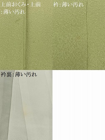 平和屋着物■上質な色無地 紋意匠 若葉色 正絹 逸品 AABF6324oa