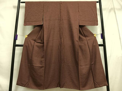 平和屋着物■上質な色無地 結び紐地紋 紅檜皮色 正絹 逸品 未使用 AABF6327oa