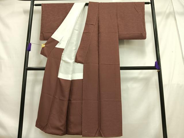 平和屋着物■上質な色無地 結び紐地紋 紅檜皮色 正絹 逸品 未使用 AABF6327oa