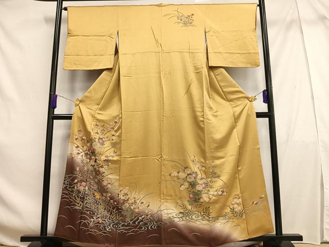 平和屋着物■訪問着　枝花文　暈し染め　金彩　正絹　逸品　AABF6334oa