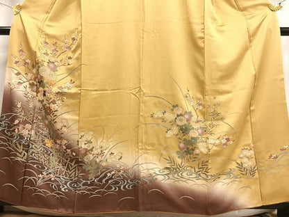 平和屋着物■訪問着　枝花文　暈し染め　金彩　正絹　逸品　AABF6334oa