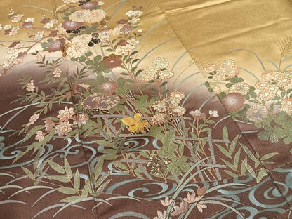 平和屋着物■訪問着　枝花文　暈し染め　金彩　正絹　逸品　AABF6334oa