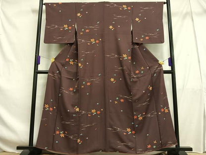 平和屋着物■上質な小紋 楓松葉文 正絹 逸品 AABF6337oa