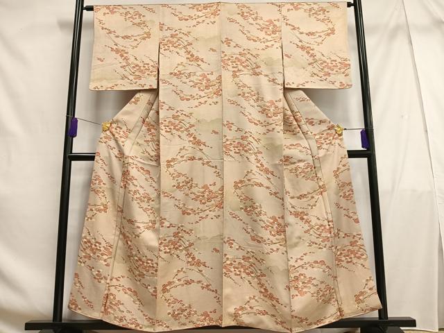 平和屋着物■上質な小紋 枝花文 暈し染め 正絹 逸品 AABF6355oa