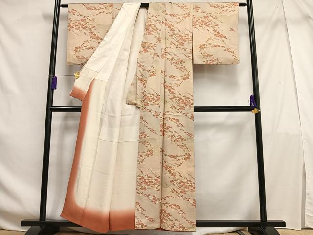 平和屋着物■上質な小紋 枝花文 暈し染め 正絹 逸品 AABF6355oa