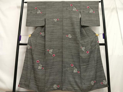 平和屋着物■上質な小紋 絞り 枝花文 正絹 逸品 AABF6363oa