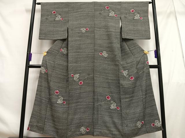平和屋着物■上質な小紋 絞り 枝花文 正絹 逸品 AABF6363oa