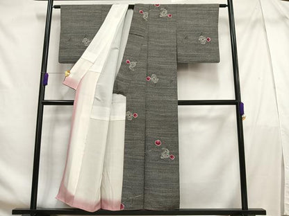 平和屋着物■上質な小紋 絞り 枝花文 正絹 逸品 AABF6363oa