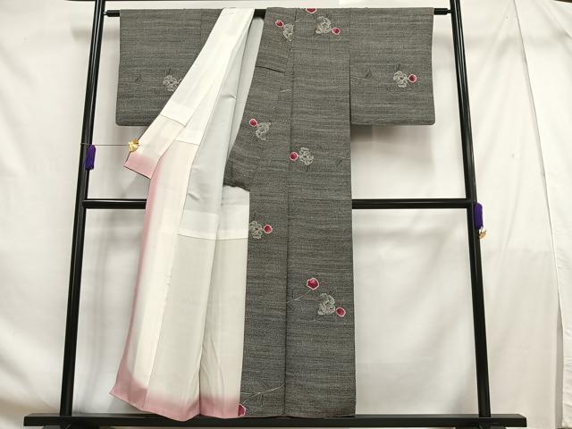 平和屋着物■上質な小紋 絞り 枝花文 正絹 逸品 AABF6363oa