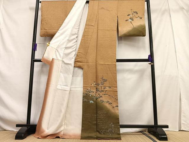 平和屋着物■訪問着 松楓文 暈し染め 金銀彩 正絹 逸品 AABF6376oa