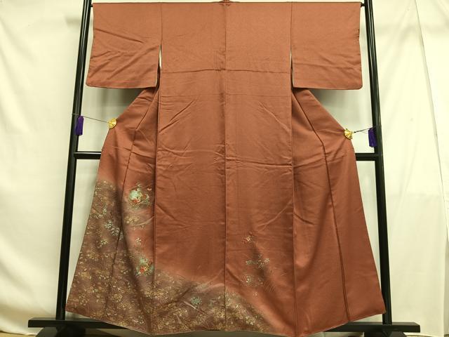 平和屋着物■訪問着 刺繍 雪輪草花文 暈し染め 金糸 金彩 正絹 逸品 AABF6386oa