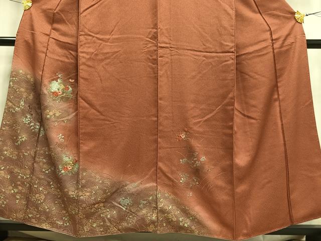 平和屋着物■訪問着 刺繍 雪輪草花文 暈し染め 金糸 金彩 正絹 逸品 AABF6386oa