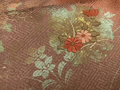 平和屋着物■訪問着 刺繍 雪輪草花文 暈し染め 金糸 金彩 正絹 逸品 AABF6386oa