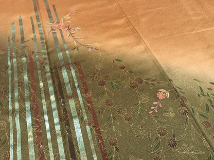 平和屋着物■訪問着 刺繍 枝花文 暈し染め 金糸 金彩 正絹 逸品 AABF6398oa